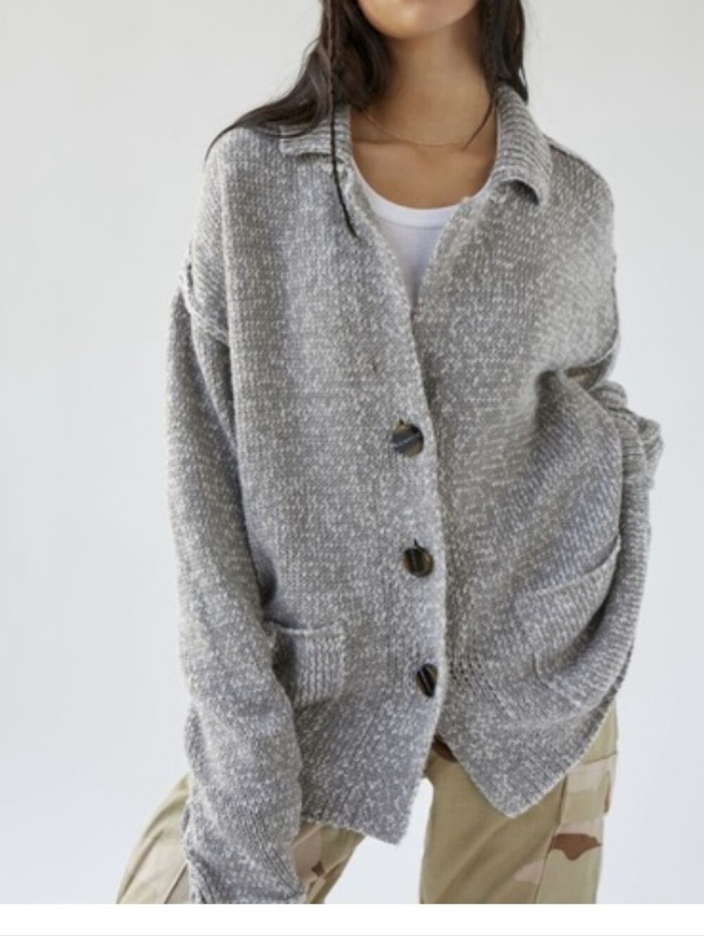 BDG Heather Gray Button Front Pocket Cardigan